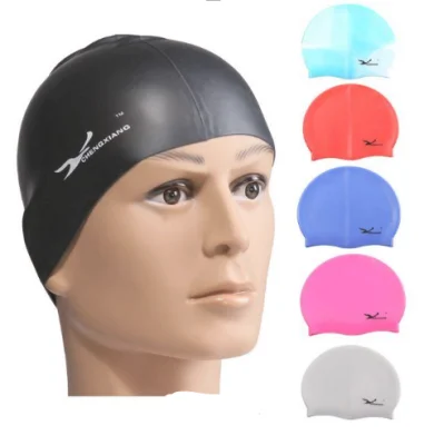 หมวกว่ายน้ำ หมวกกันน้ำ ซิลิโคน Silicone Swim Cap Waterproof Swimming Cap for Adult Kids Woman and Men