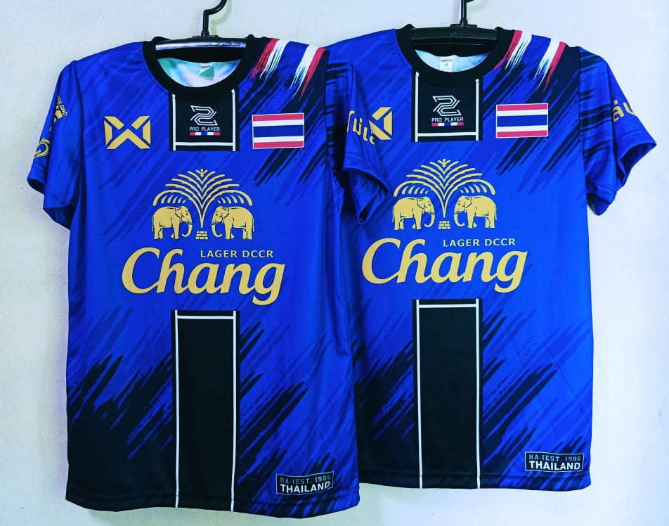 เสื้อกีฬา เสื้อ เสื้อพิมพ์ลาย เสื้อฟุตบอล กีฬาช้าง  สกรีนChang THAILAND ธงชาติไทย เสื้อบอล