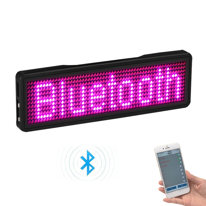 Bluetooth LED Name Badge Rechargeable Light Sign DIY Programmable Scrolling Message Board Display LED