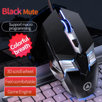 【Wired mouse】Optical Macro Key RGB Gaming Mouse เมาส์เกมมิ่ง ออฟติคอล ตั้งมาโครคีย์ได้ ความแม่นยำสูงปรับ DPI 200- 4800 เหมาะกับเกม MMORPG (BNS) FPS MoBA เกมคอมพิวเตอร์เดสก์ท็อปแบบมีสายเงียบเงียบ เม้าส์ cf esports lol