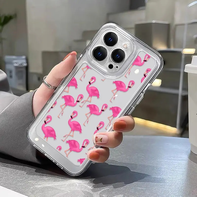 Ốp Điện Thoại TPU Mềm Trong Suốt Họa Tiết Hồng Hạc Cho IPhone 11 14 13 12 Pro Max XS X XR 7 + 8 6 6S Plus Sự Bảo Vệ