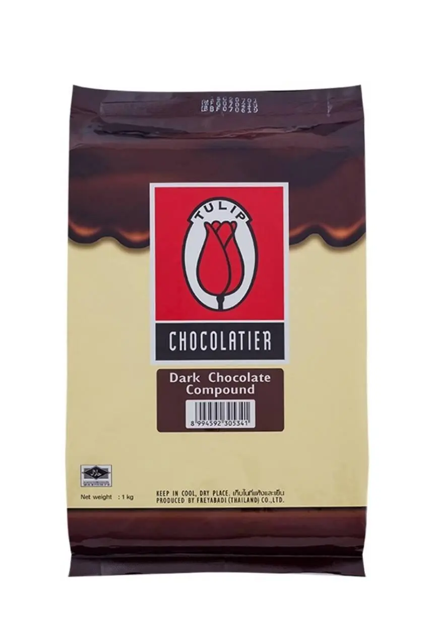 Tulip Chololatier Dark Chocolate Compound ทิวลิป ดาร์ก ช็อคโกแลต สำหรับทำเค้ก ขนม