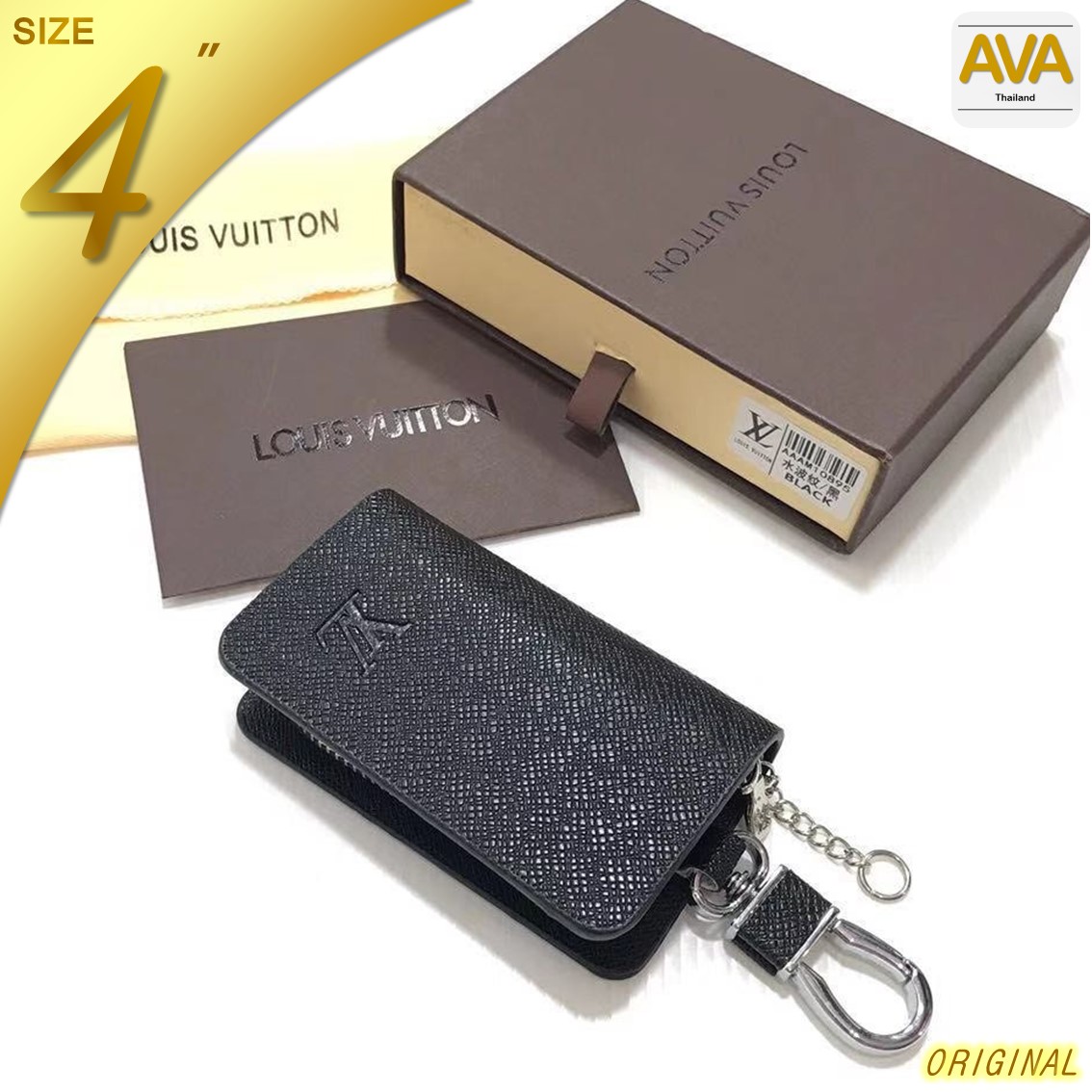 AVA Thailand - L o u i sV u i t t o n_KeyHolder กระเป๋ากุญแจ ขนาด 4 นิ้ว สำหรับใส่กุญแจ และ กุญแจ Keyless เป็นหนัง PU พร้อมกล่องสวยงาม