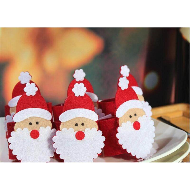1//10X Christmas Santa Claus Napkin Ring Serviette Tissue Holder Table Decor S