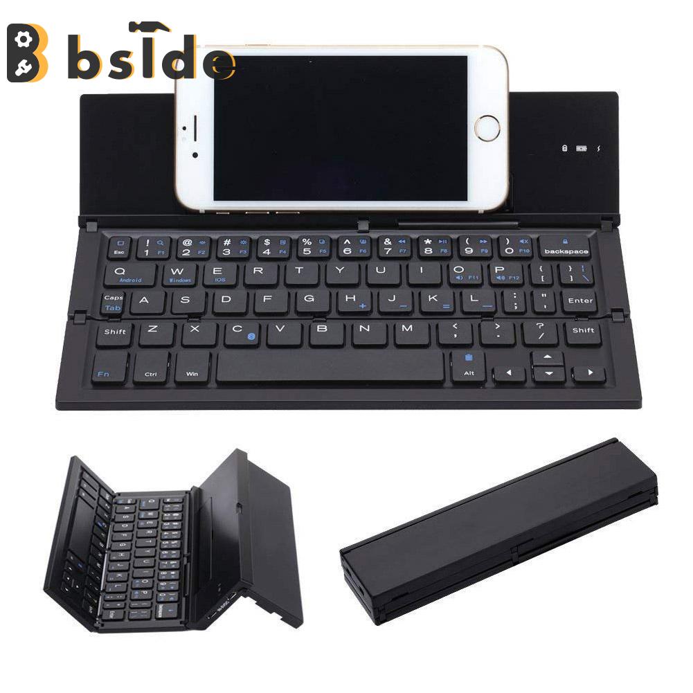 Portable Triple Folding Wireless Bluetooth Keyboard for iPhone iPad Android Phone Builtin