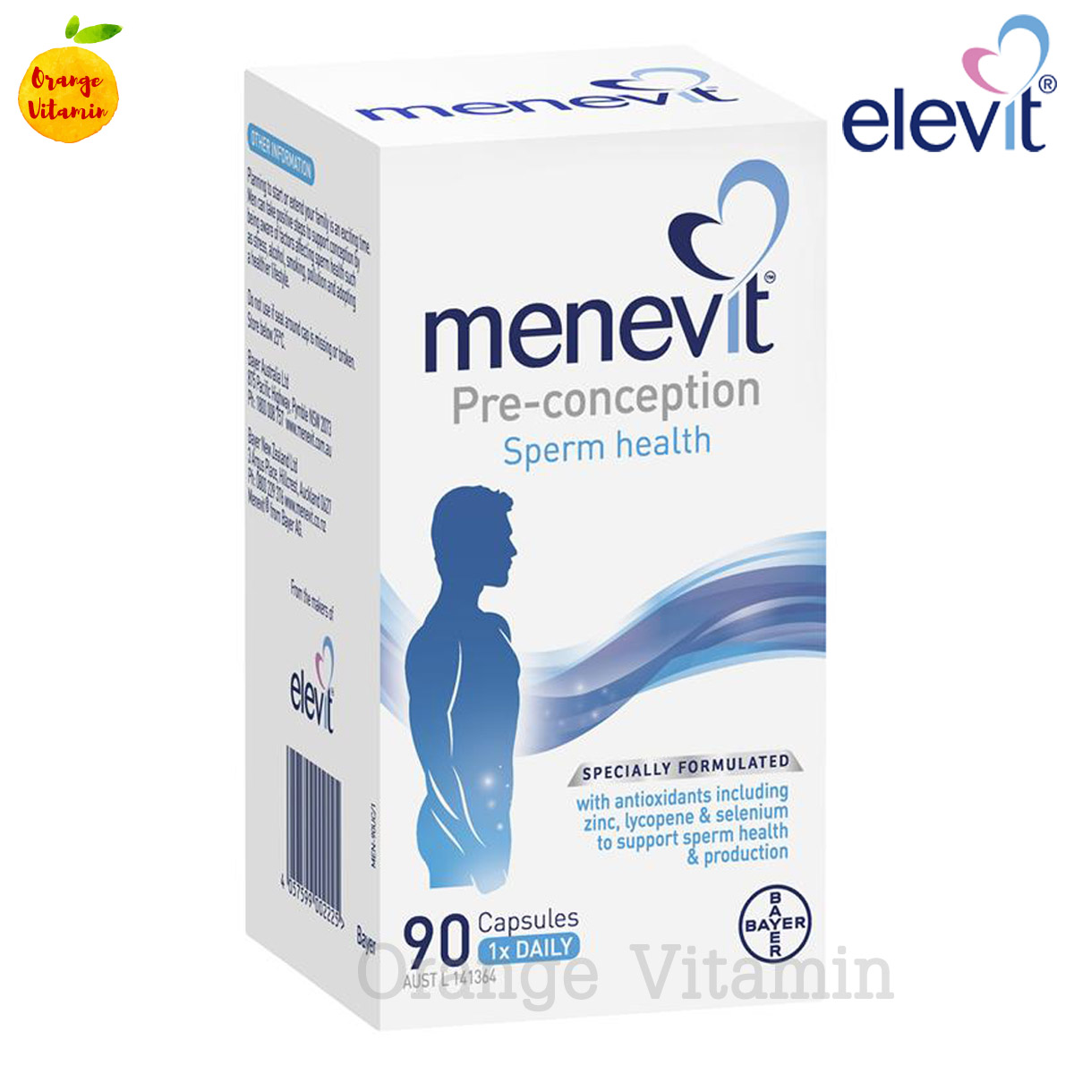เมเนวิท วิตามินเพื่อเตรียมตัวมีบุตร สำหรับผู้ชาย Menevit Male Fertility Supplement Capsules 90 pack