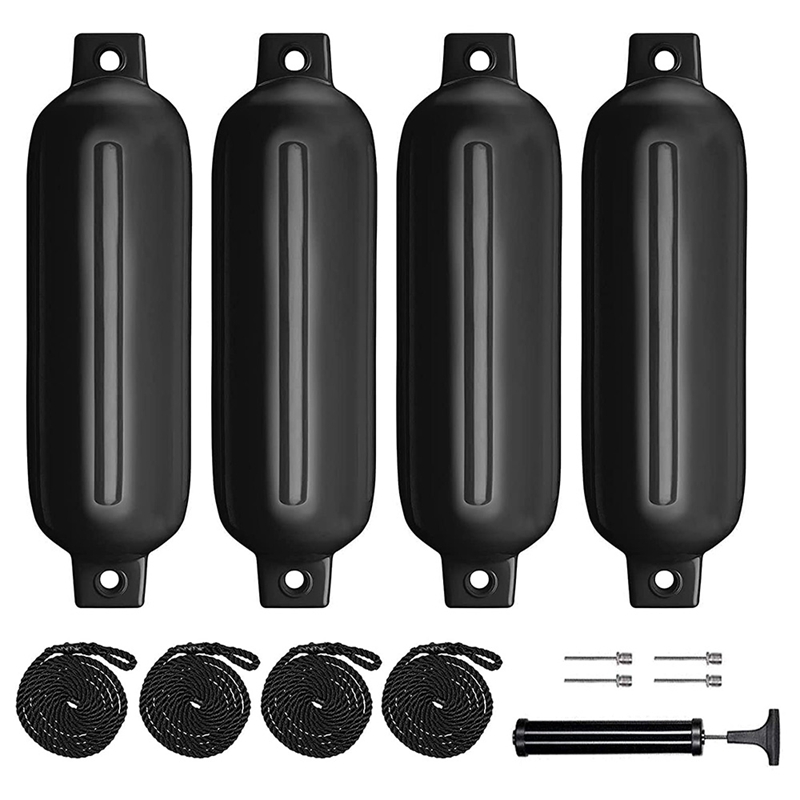 Boat Fenders 4 Pack 4.5x16 Inch Inflatable Ribbed Marine Boat Fender