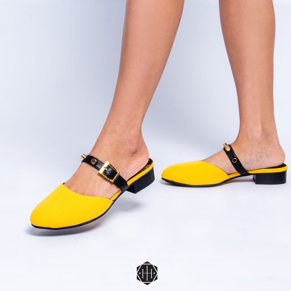 รองเท้าส้นเตี้ย 1 นิ้ว HEXA รุ่น Lillybug ผ้าแคนวาส สี สีเหลือง สี สีเหลือง