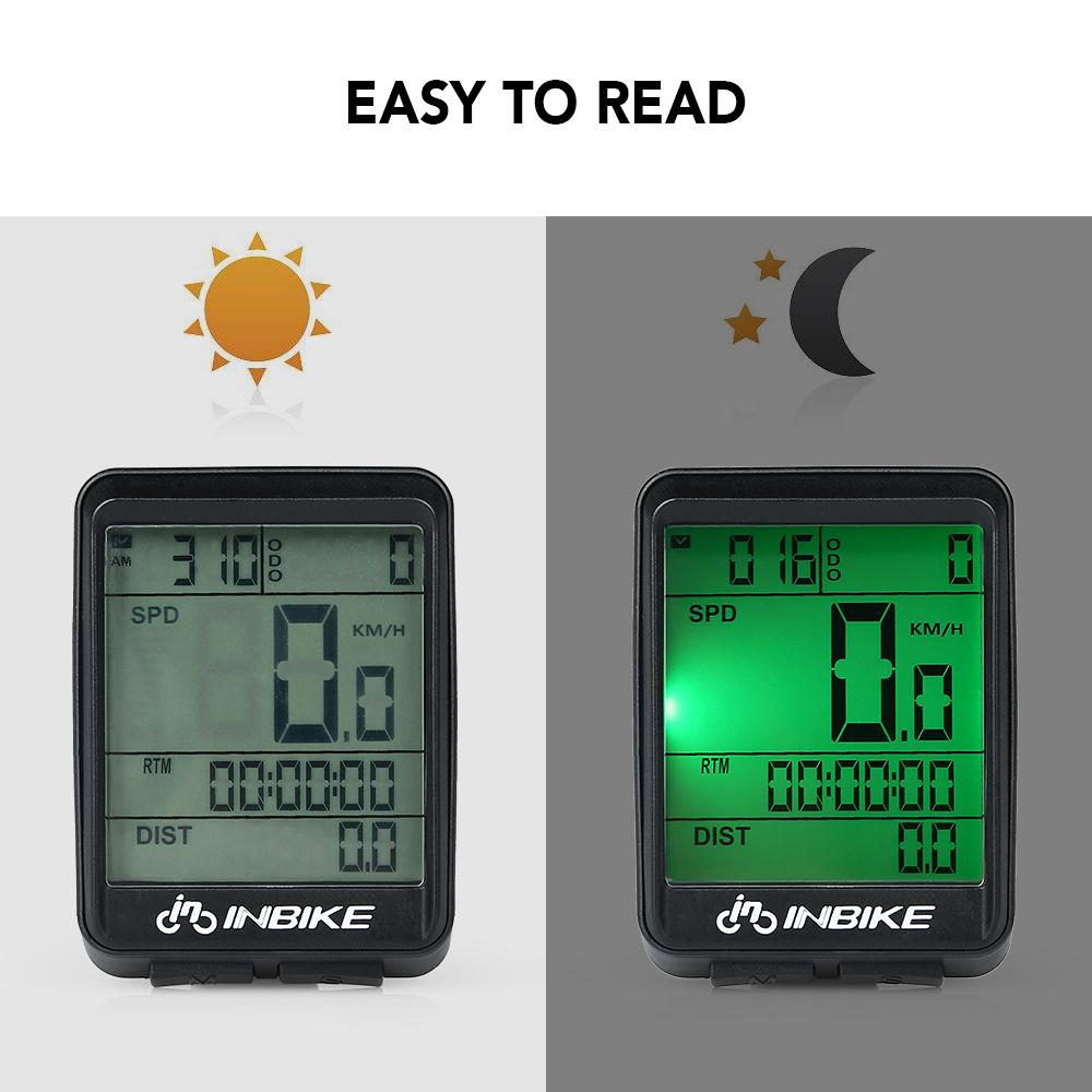 INBIKE Không Thấm Nước Xe Đạp Đồng Hồ Tốc Độ Không Dây Xe Đạp Máy Tính Không Ướt LCD Hiển Thị Đa Chức Năng Đi Xe Đạp Đo Dặm Nhiệt Độ Calorie Đếm Hướng Dẫn Sử Dụng A/B Ghi