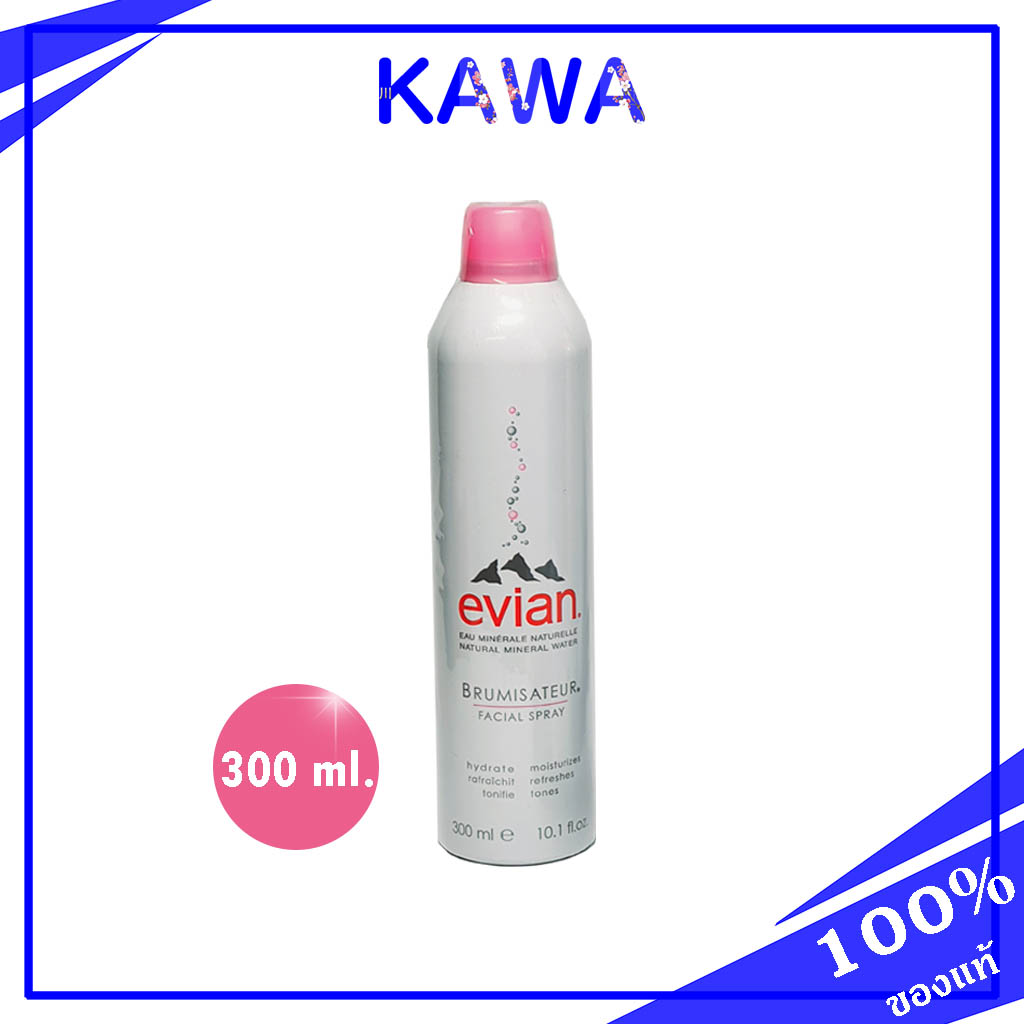 Evian 300ml.mineral water facial spray 300ml. (ของแท้ 100%) สินค้านำเข้ามีสติ๊กเกอร์ไทย แท้ชัวร์กว่าแน่นอน kawaofficialth