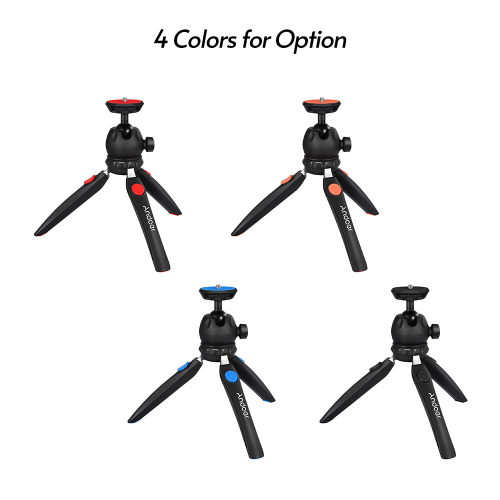 Andoer H20 Mini Tabletop Tripod Portable Foldable Phone Camera Tripod Stand with Removable Ball Head with 1/4 Inch Screw