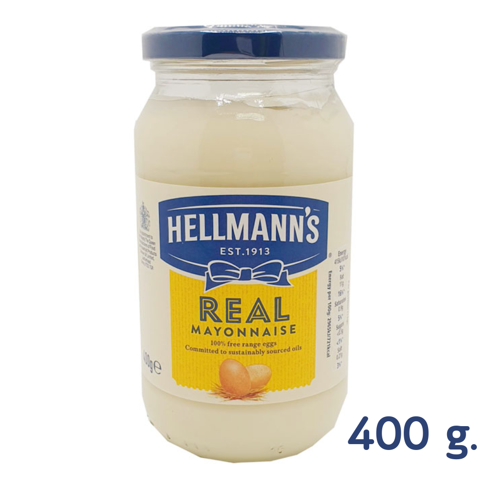 Hellmann’s Real Mayonnaise เฮลแมนส์ เรียล มายองเนส บรรจุขวดแก้ว 400