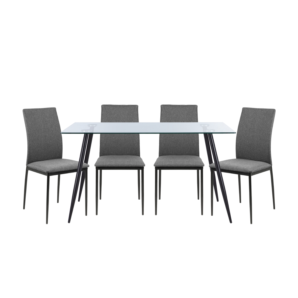 INDEX LIVING MALL ชุดโต๊ะอาหาร รุ่นนอร์ร่าห์+คอร์บี้ (โต๊ะ 1 + เก้าอี้ 4) - สีดำ/เทาอ่อน