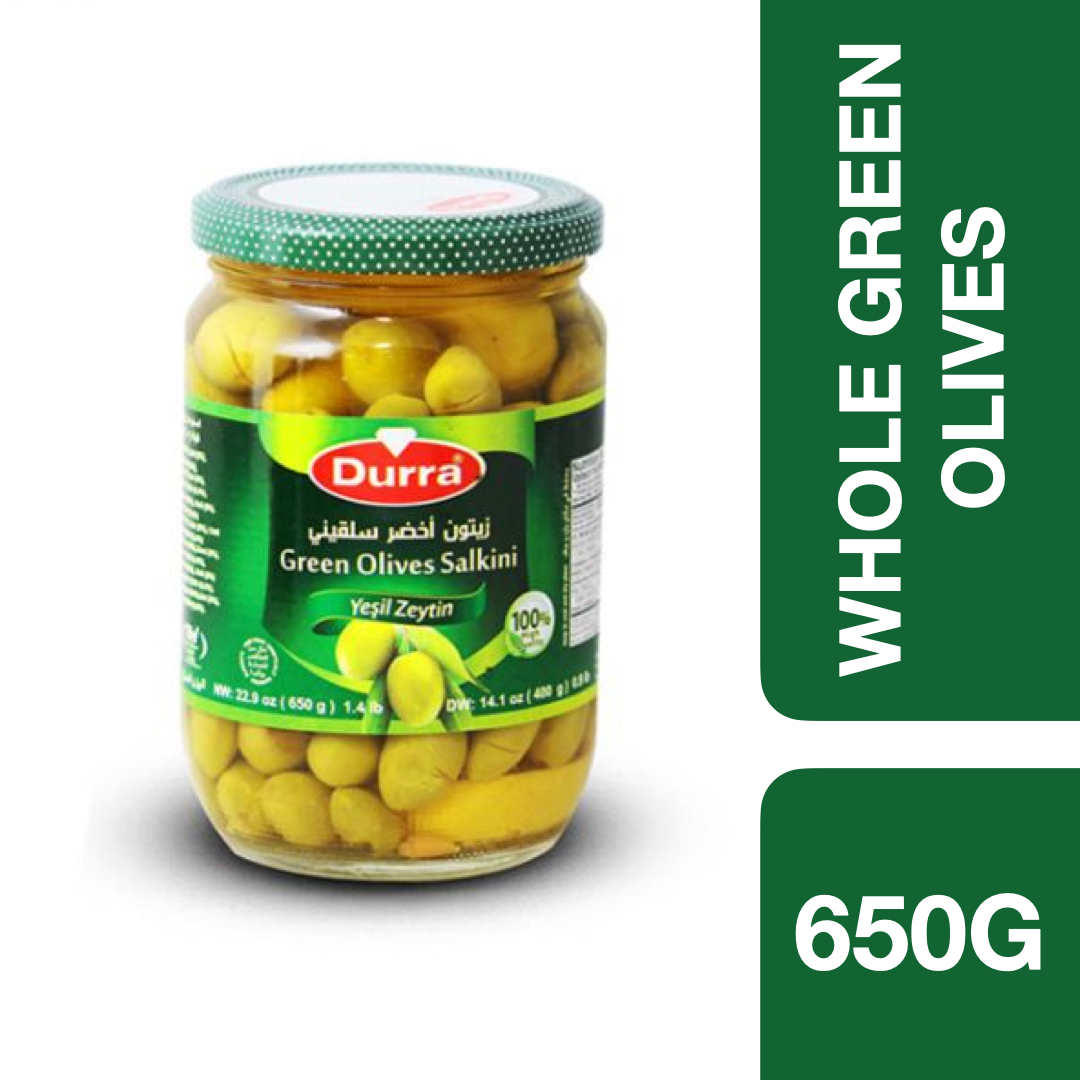 Durra Whole Green Olives 650g ++ ดูร่า มะกอกเขียวเต็มเมล็ด 650 กรัม