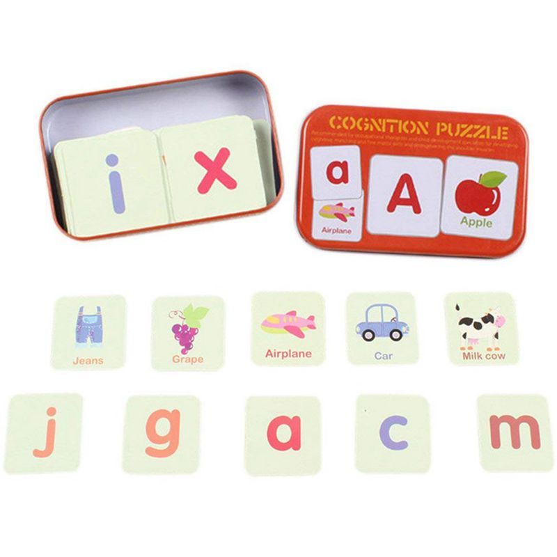 Bảng giá Anti-Tear Flash Cards Learning Alphabet Puzzle Cards, Matching Puzzle Cognitive Early Educational Learning Toys Mental Storage Box Alphabet Phong Vũ