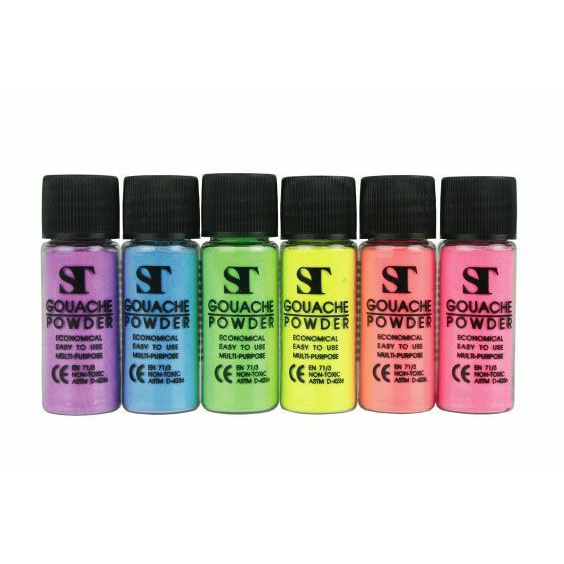 สีฝุ่น ผงสี สีผง ไร้สารพิษ ทาตัวได้ ST Gouache powder color สีเข้ม สดใส  ผสมง่าย ติดทนนาน มี 2 โทน ให้เลือก