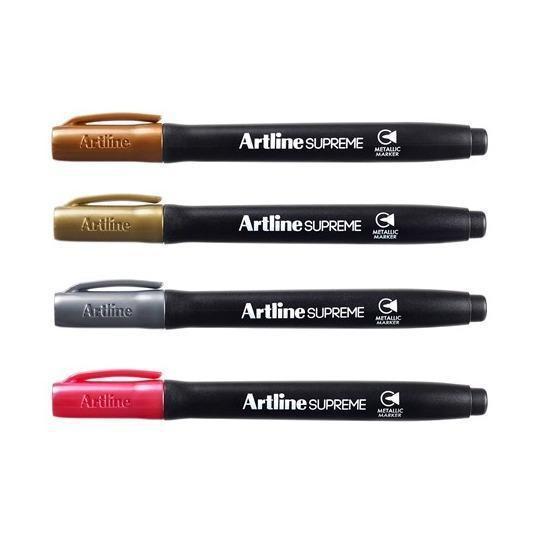 Electro48 Artline  ปากกาเมทัลลิค อาร์ทไลน์ หัวกลม SUPREME ชุด 4 ด้าม (สีทอง,เงิน,บรอนซ์,ชมพู) เขียนได้ทุกพื้นผิว