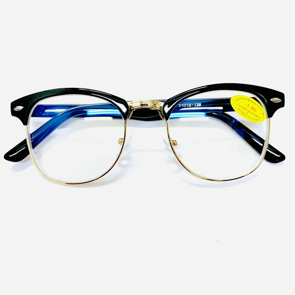 YOUREYESHOP แว่นกรองแสงสายตาสั้น เลนส์บลูป้องกันแสงสีฟ้า ทรง Clubmaster รุ่น 754
