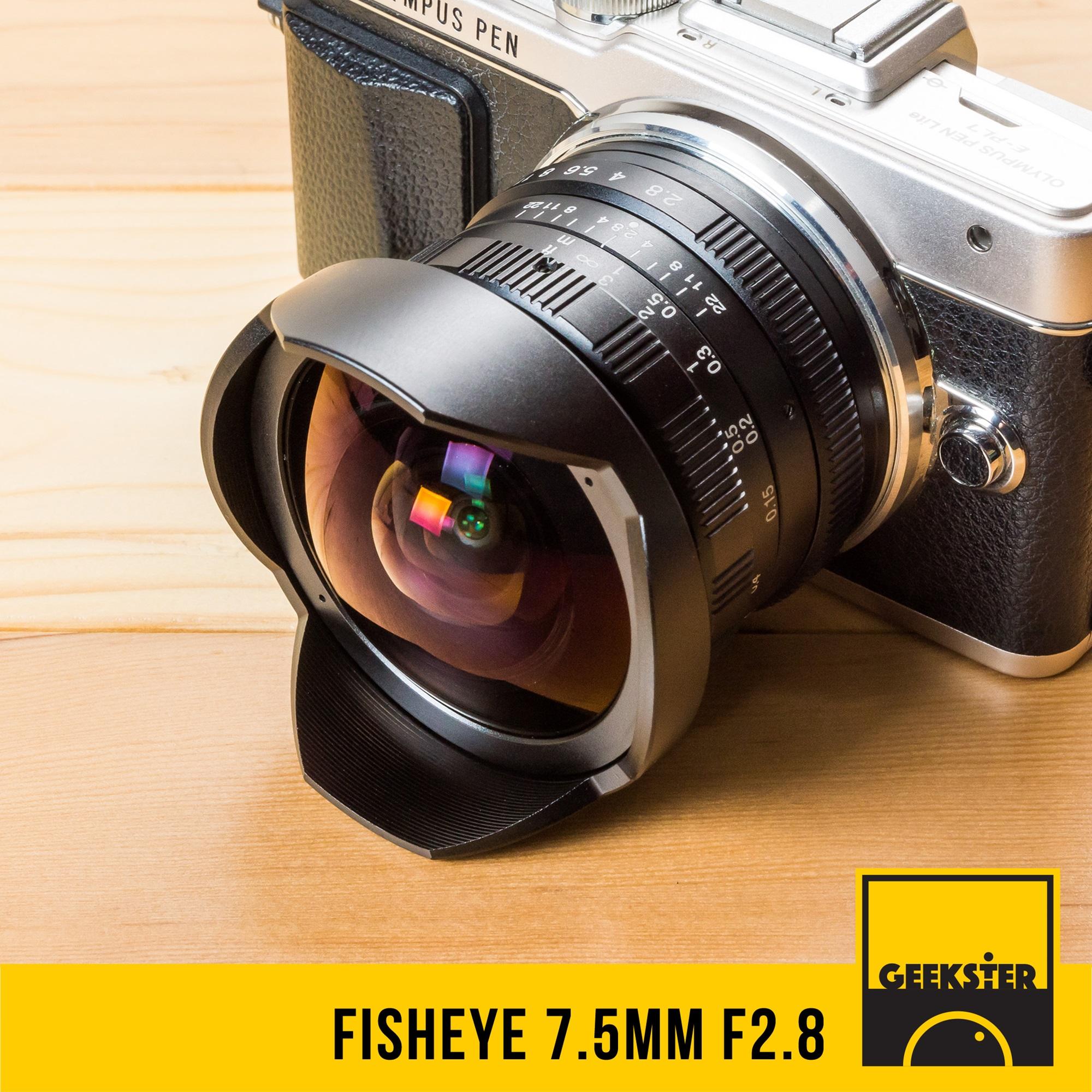 Fisheye 7.5 mm f2.8 เลนส์ตาปลา สำหรับกล้อง OLYMPUS AND PANASONIC LUMIX Mirrorless ( 7.5mm ) ( 8mm ) ( เลนส์มือหมุน ) ( Lens Wide ) ( กว้าง ) ( กล้อง โอลิมปัส ) ( กล้อง พานาโซนิค ) ( เมาท์ M43 ) ( m43 Mount ) ( 7.5mm 2.8 ) ( 8mm 2.8 ) ( Geekster )