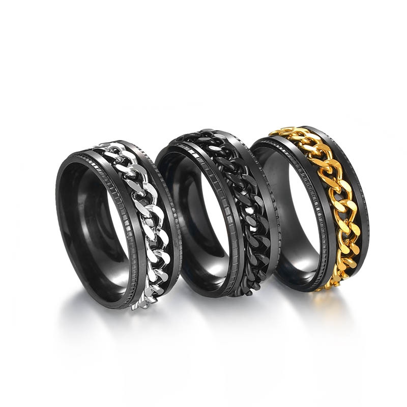 Accessory Rings Chain Chain Rotable Anxiety Fidget Rings For Men Women 8mm Titanium Stainless ...