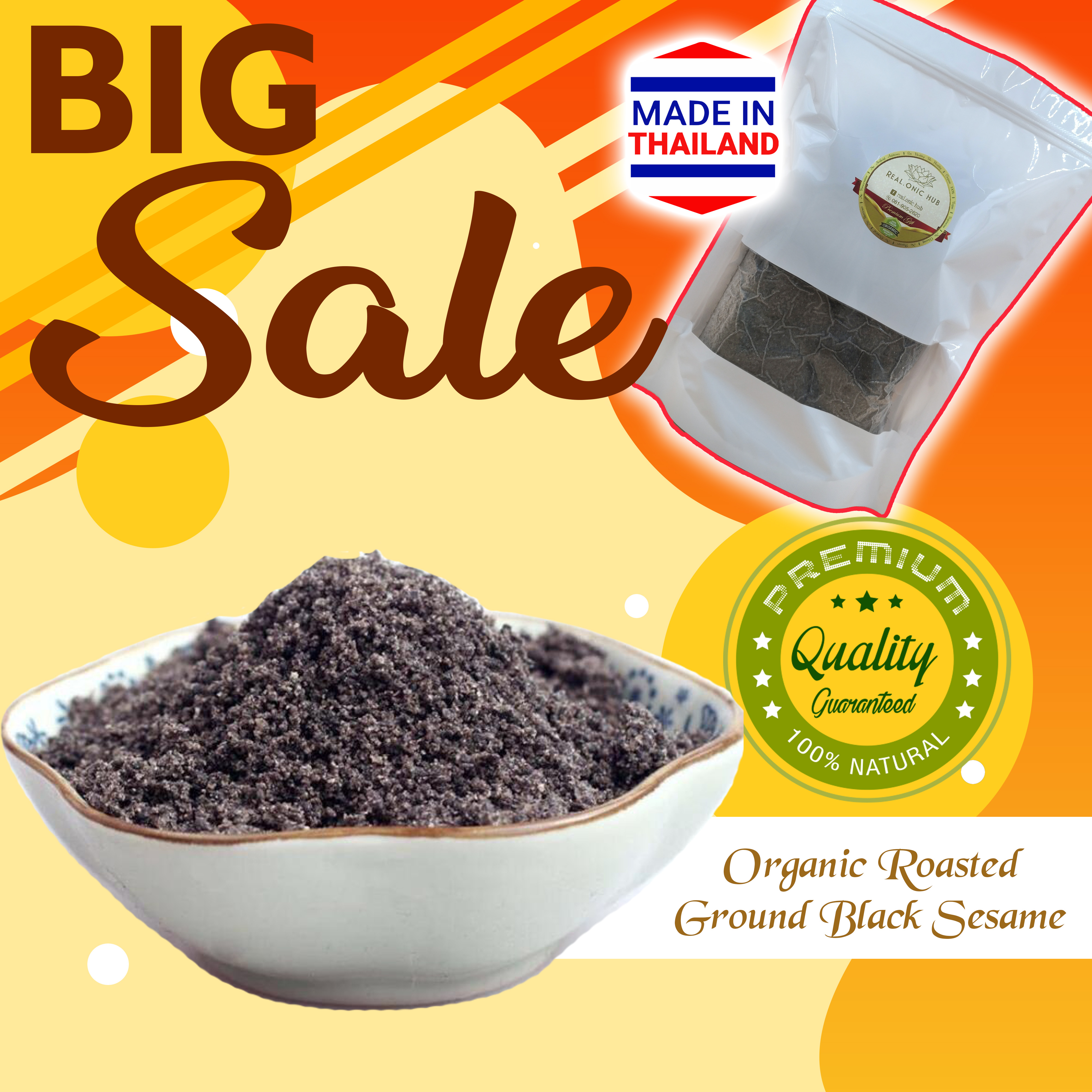 ขายส่ง😍 ถุงซิป/Zip Bag 1 Kg. 💝 งาดำ ปลอดสาร คั่วบด (Organic Roasted Ground Black Sesame) 💝 ธัญพืช พร้อมทาน