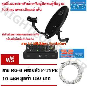 PSI OKD จานรับสัญญาณดาวเทียมไทยคมเล็ก 35 ซม. + PSI กล่องรับสัญญาณดาวเทียม รุ่น S2 HD-ฟรีสาย RG-6 พร้อมหัว F-TYPE 10 เมตร-กล่อง psi S2HD, กล่องPSI**ไม่ได้แถมสายAV แถมเฉพาะสายHDMI เท่านั้นซื้อแล้วไม่รับคืนทุกกรณี