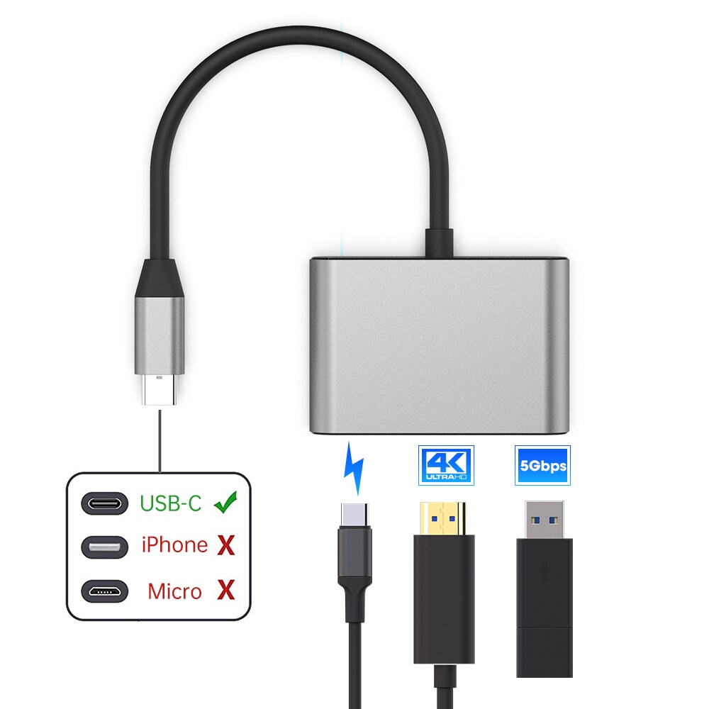 USB Type-C đến USB-C 4K HDMI, VGA USB 3.0, Trinp top, 4K HD