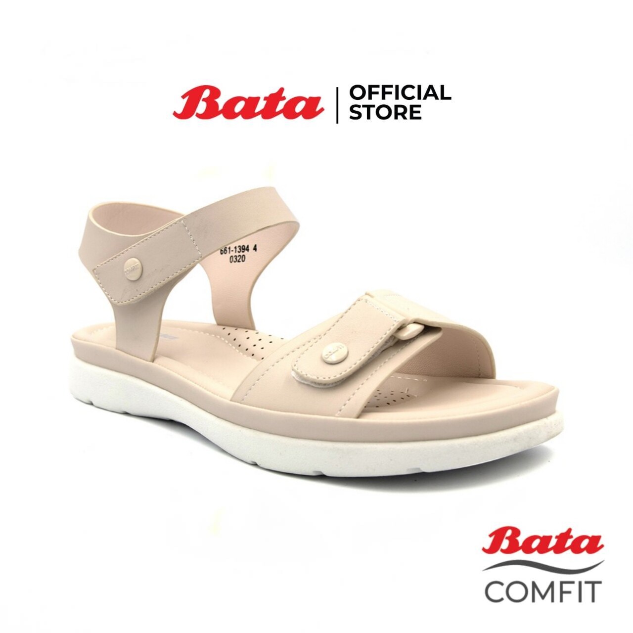 Bata COMFIT SANDAL รองเท้าแตะรัดส้นหญิง แบบสวม สีขาว รหัส 6611394 Ladiesflat Fashion SUMMER