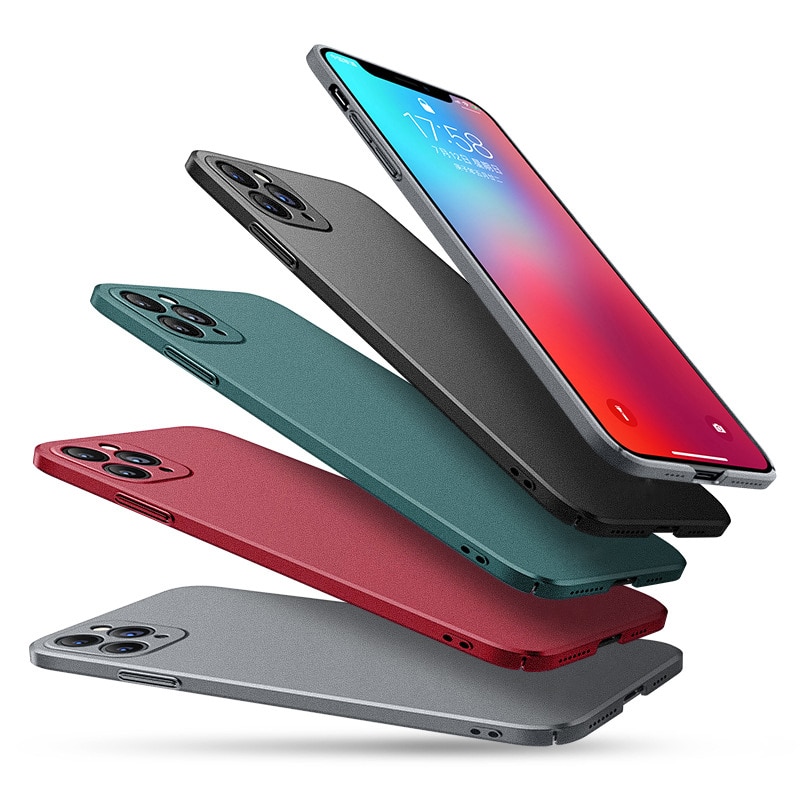 Luxury Matte Shockproof Hard PC Case For iPhone 14 pro 13 12 11 Pro MAX 14Plus Simple Ultra Thin Back Cover Capa