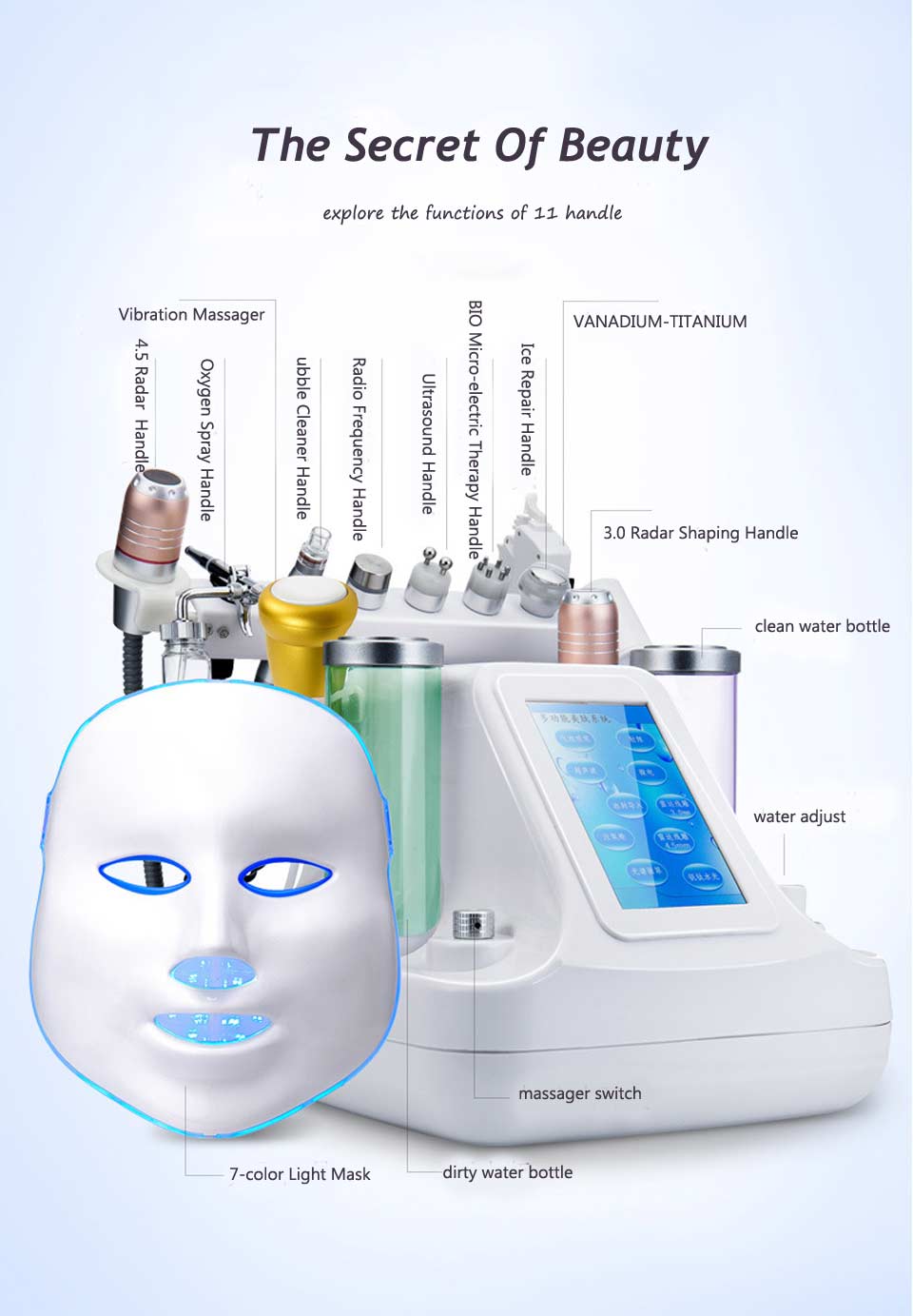 11 in 1 Hydra Dermabrasion RF Biolifting Spa Facial Machine Water
