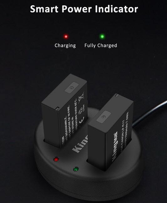 Kingma Battery LPE17 2pcs+Dual Charge for Canon EOS 200D II, 77D, 800D, 760D, 750D, M5, M6, M3
