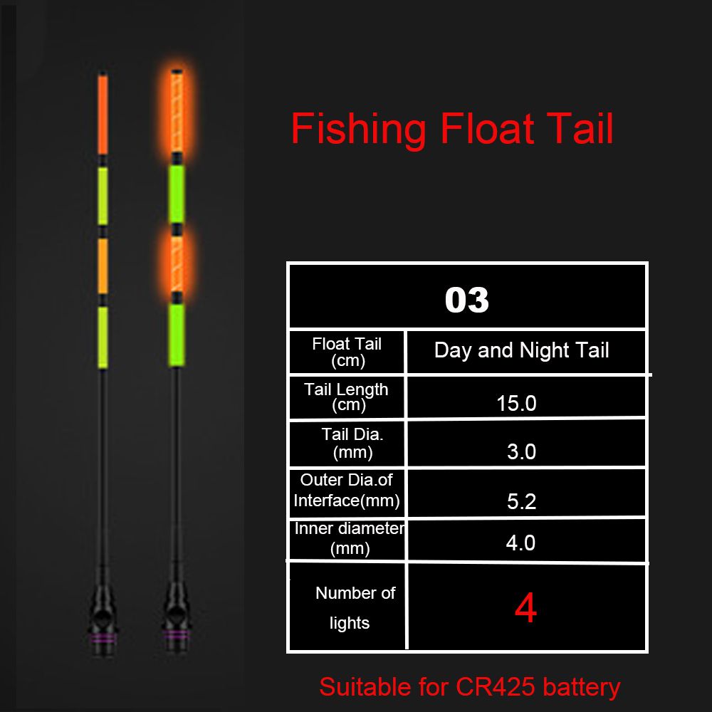 SBC6605888 New Fishing Accessories Day and night Ultra Sensitive Smart Float Top Luminous Electronic Floats Buoy Electronic Float tail
