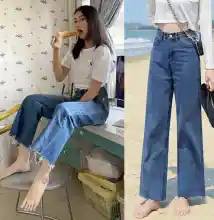 ภาพขนาดย่อของภาพหน้าปกสินค้าwardrobe Girl's jean กางเกงยีนส์ผู้หญิงแฟชั่น เอวสูง ทรงตรง ขาสอบ ปลายขารุ๋ย สีฟ้า จากร้าน wardrobe บน Lazada ภาพที่ 1