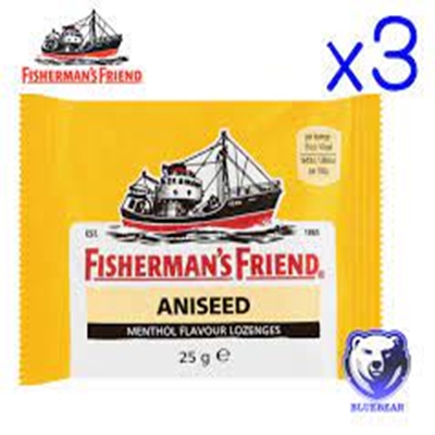 (ซื้อ3ราคาพิเศษ) Fisherman's Friend Aniseedl ฟิชเชอร์แมนส์ เฟรนด์ รสชะเอม สีเหลือง (25 กรัม) [3 ซอง]
