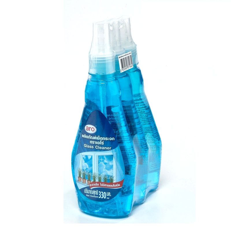 เอโร่่ น้ำยาเช็ดกระจก ขนาด 330 มิลลิลิตร แพ็ค x 3 ขวด/Aero Glass Cleaner 330 ml, Pack x 3 Bottles