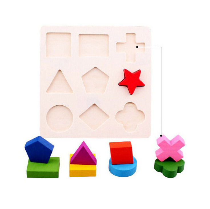 ปริศนาเรขาคณิตไม้สำหรับเด็ก, ของเล่นเสริมพัฒนาการต้นเรียนรู้สำหรับเด็ก    Kids Wooden Geometry Puzzle, Developmental Early Learning Childrens Toy สี รูปร่าง (Shapes) สี รูปร่าง (Shapes)