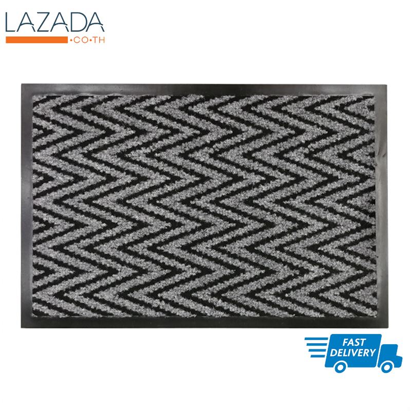 พรมดักฝุ่นขอบยาง รุ่น ZIGZAG CM5002_4060GY ขนาด 40 x 60 ซม. สีเทา คุณภาพดี