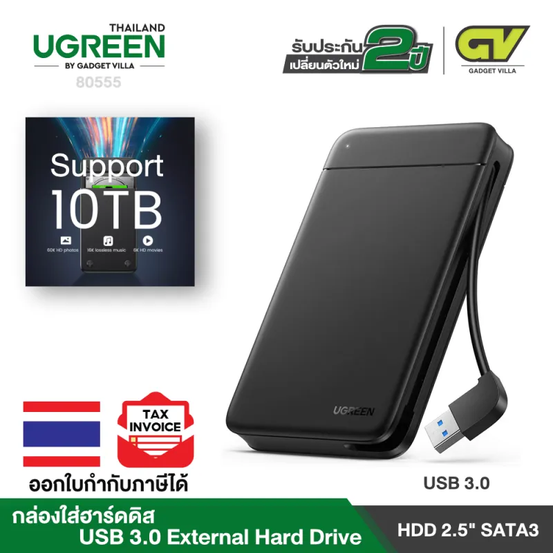 ภาพสินค้าUGREEN กล่องใส่ฮาร์ดดิสก์ไดร์ ขนาด 2.5 นิ้ว SATA 3 สําหรับฮาร์ดไดรฟ์ Ssd External Box Hard Drive 2.5 support 10TB for Sandisk, WD, Seagate, Toshiba, Samsung , HDD, SSD / รุ่น CM352 USB-C to HDD Enclosure จากร้าน Gadget Villa บน Lazada ภาพที่ 1