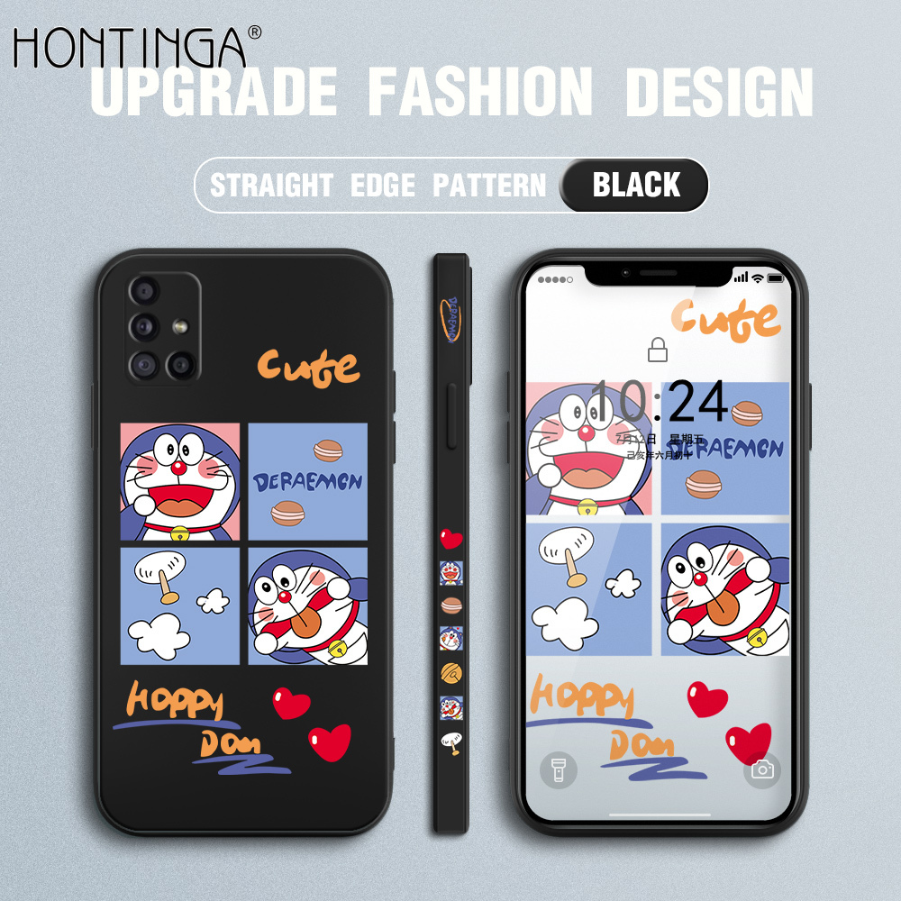 Hontinga Casing Case For Samsung Galaxy M51 Case Cartoon Anime Doraemon Square Original Liquid Soft Silicone Edge Pattern Case Full Cover Camera Protection Cases Back Cover Phone Casing Softcase For Girls