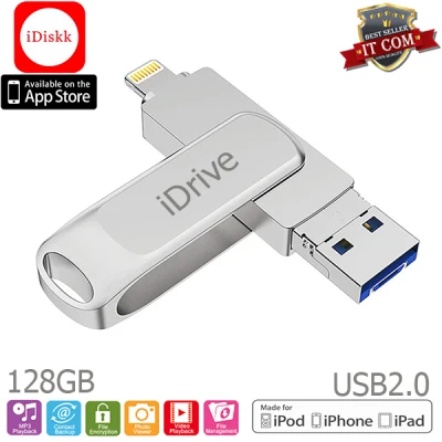 (ของแท้) iDrive iDiskk Pro U013 128GB USB 2.0 IC3.0 Class10 แฟลชไดร์ฟสำรองข้อมูล iPhone,IPad