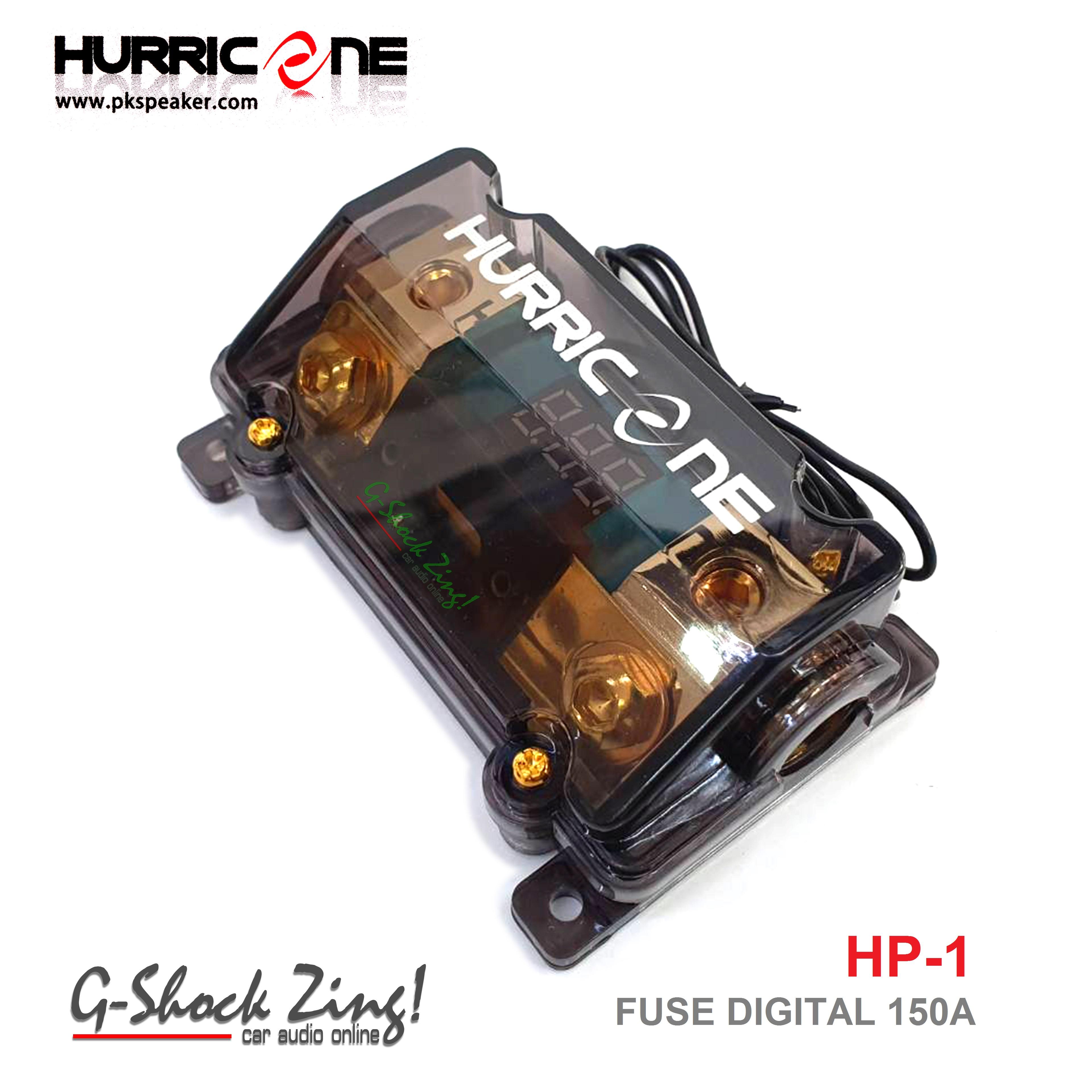 HURRICANE FUSE ฟิวส์รถยนต์ เครื่องเสียงรถยนต์ กล่องฟิวส์ แบบจอดิจิตอล บอกโวลต์ (เข้า 1ออก 1) 150A Hurrican HP-1 =1ตัว