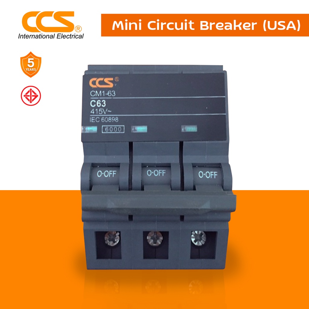 มินิเซอร์กิตเบรกเกอร์ Mini Circuit Breaker รุ่น CM1-63 USA 3P แบรนด์ CCS