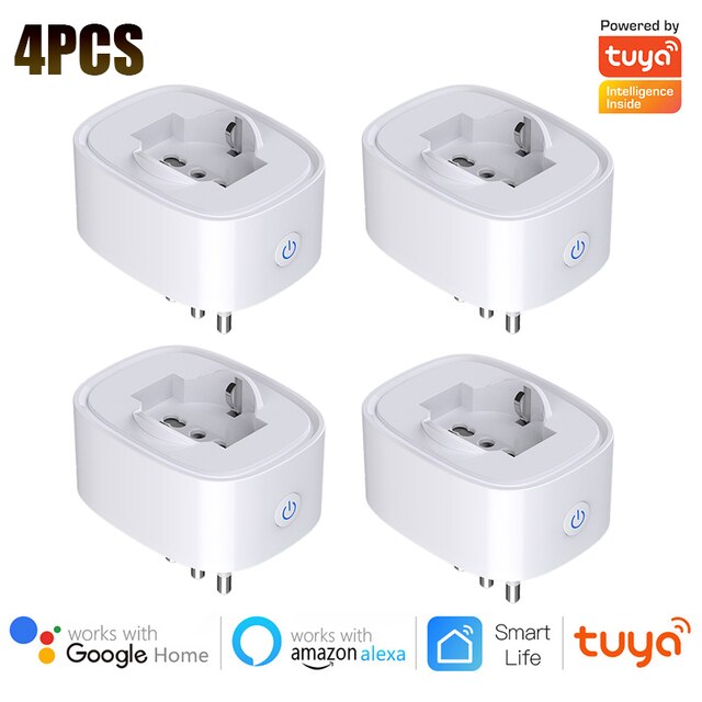 16A Tuya Smart Plug WiFi 3680W EU Intelligent Socket Timing Outlet  SmartLife APP Control Compatible with Alexa Google Home