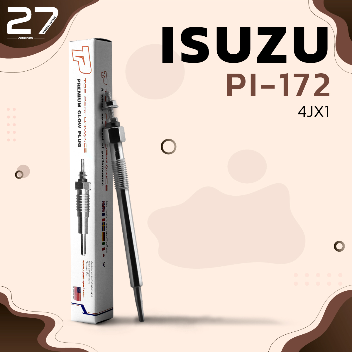หัวเผา ISUZU BIGHORN TROOPER MU-7 / 4JX1 / (11V) 12V - รหัส PI-172 - TOP PERFORMANCE JAPAN