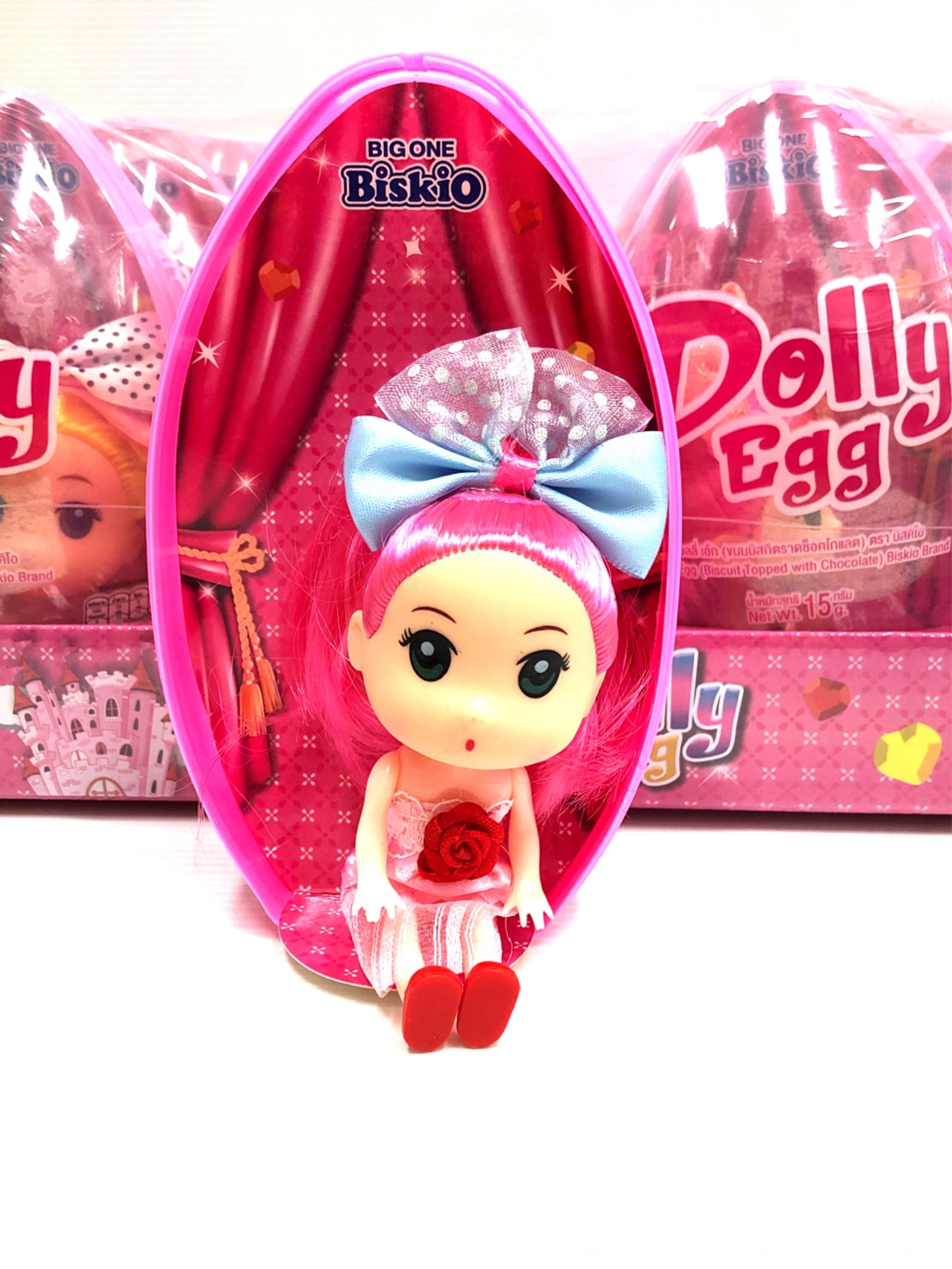 ขนมของเล่น ไข่ตุ๊กตา ไข่ดอลลี่ เอ้ก ขนมบิสกิตราดช็อกโกแลต แถมฟรีตุ๊กตาพริ้นเซส Dolly Egg