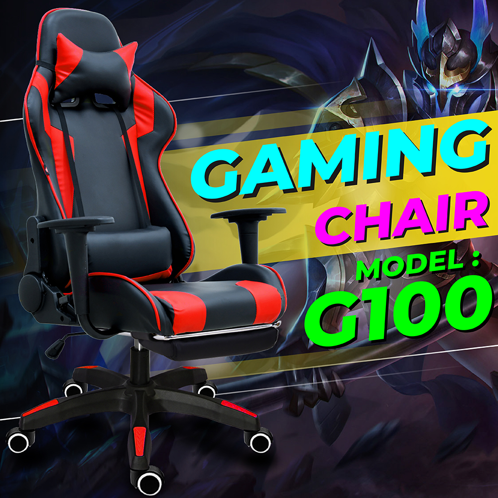 BG Furniture เก้าอี้เล่นเกม เก้าอี้เกมมิ่ง เก้าอี้คอเกม Racing Gaming Chair - รุ่น G1 , G100 สี G100-Red สี G100-Red