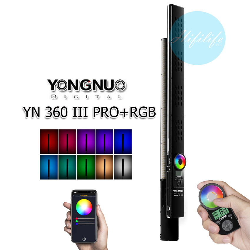 Yongnuo yn360iii Pro RGB สีเต็มรูปแบบ LED ไฟวิดีโอที่มีการควบคุมระยะไกล ระบบสัมผัสปรับอุณหภูมิสีแสงพิเศษ CRI 95 + 5600 พัน ผ่านรีโมทหรือ App