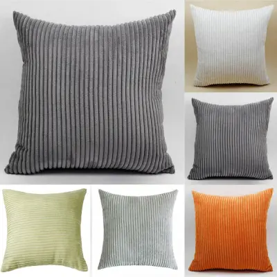 ZHUGE 45x45cm Decorative Jumbo Couch Square Striped Corduroy Throw Pillow Covers Corduroy Cushion Cover Velvet
