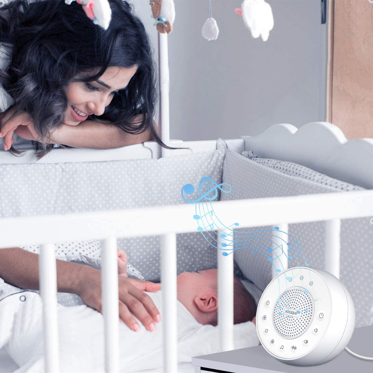 Housbay Glows White Noise Sound Machine Night Light for Baby, Kids