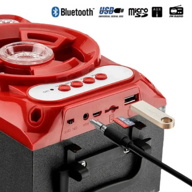 ภาพสินค้าลำโพง Bluetooth ไร้สาย, ซับวูฟเฟอร์ (รองรับไมโครโฟน, บลูทู ธ , USB, การ์ด TF, วิทยุ) ลำโพง Bluetooth พกพา, ไฟ LED สีสันสดใส ลำโพงบลูทู ธ Bluetooth Speaker ลำโพงบลูทูธ จากร้าน Fish11 บน Lazada ภาพที่ 4